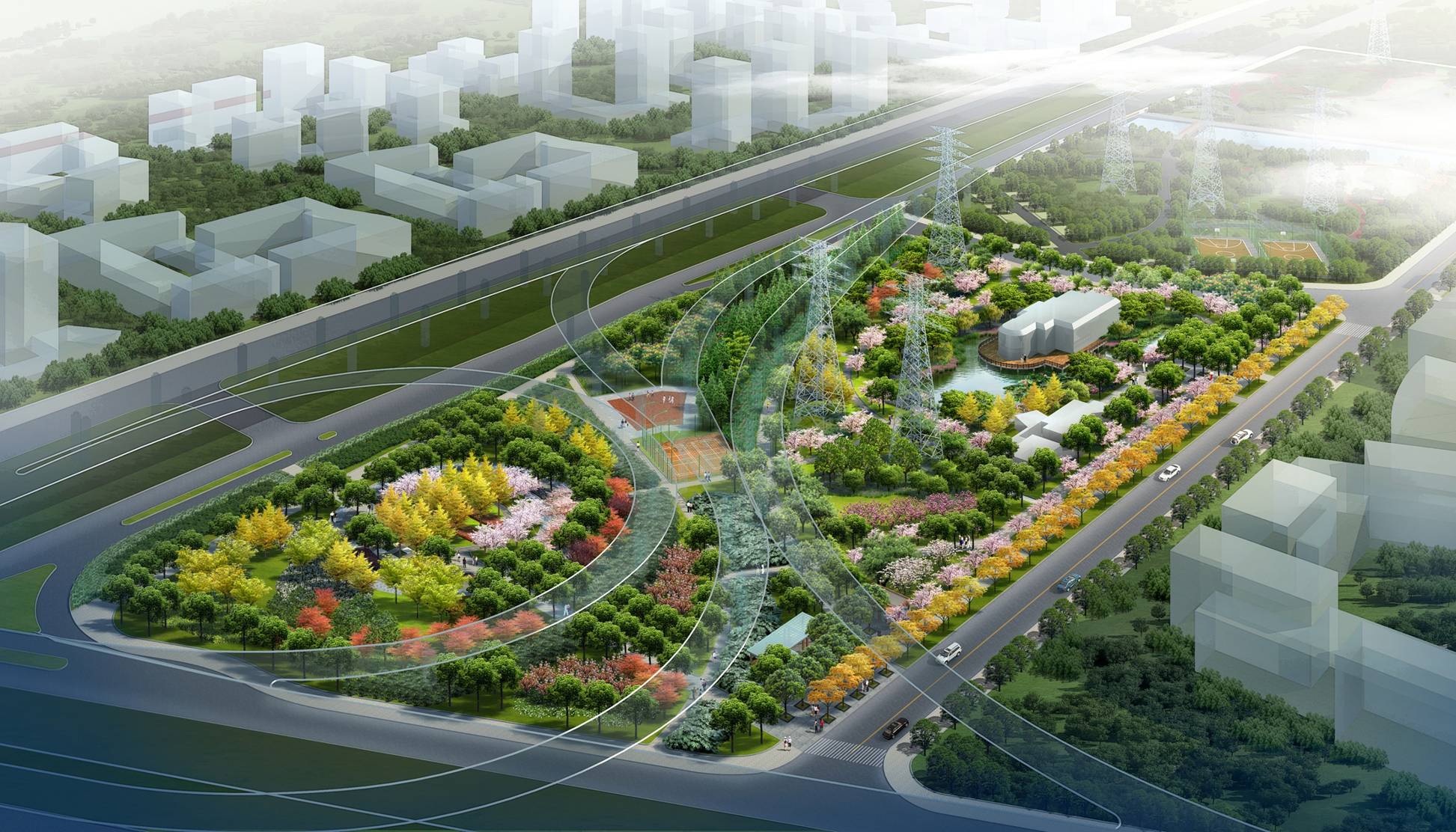 城市盲区建绿地-桂江路高压绿廊绿地项目开工
