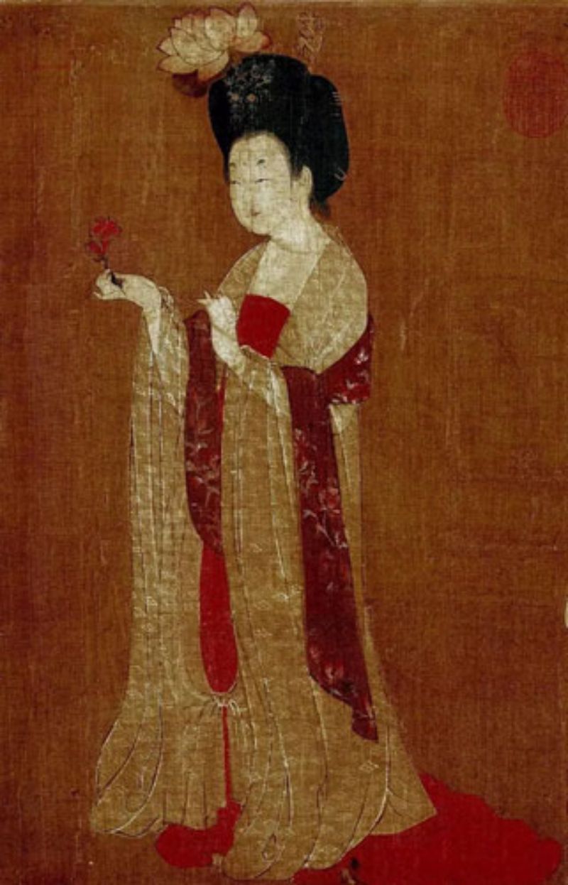 《簪花仕女图 》头戴荷花的贵族女子.jpg