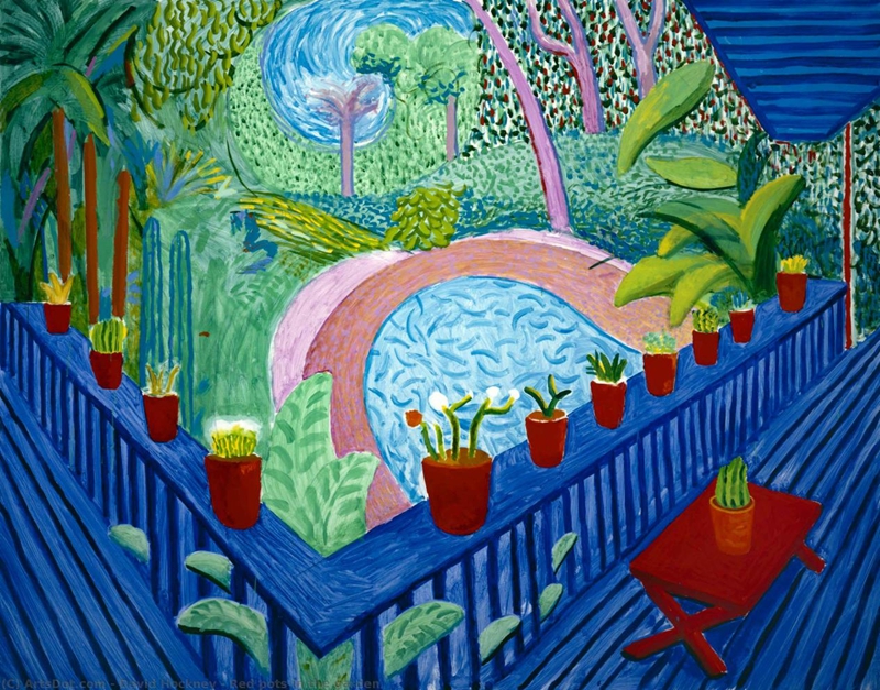 图7. 大卫·霍克尼，《带红色花瓶的花园》，布上油画，152.3x193厘米，2000年.jpg